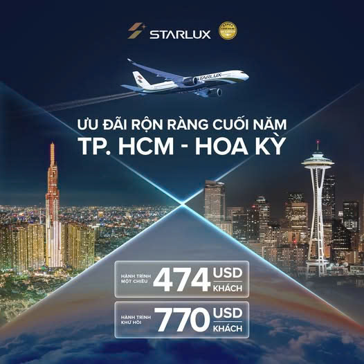 ƯU ĐÃI CUỐI NĂM BAY MỸ CÙNG STARLUX – GIÁ TỐT CHO HÀNH TRÌNH LỚN